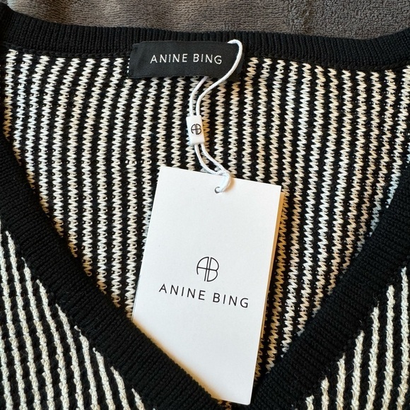 NWT Anine Bing Dave Stripe Black and White Cardigan Size Medium - Picture 11 of 13